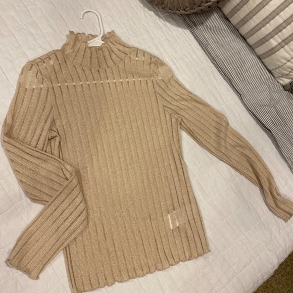 Anthropologie Pilcro Sheer Turtleneck Ivory Size Small - Picture 4 of 5